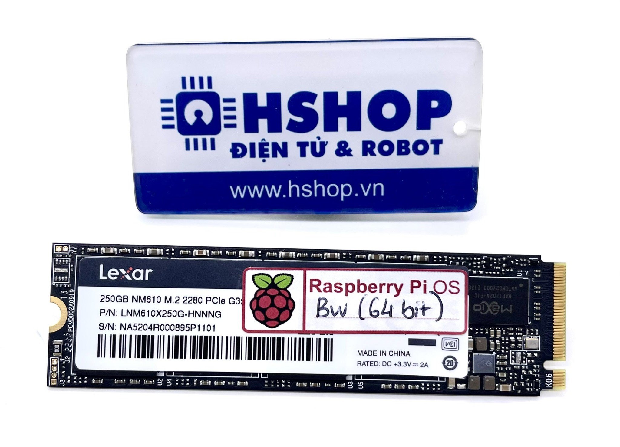 Ổ cứng SSD M.2 NVME PCie 250GB Lexar cài sẵn hệ điều hành Raspberry Pi OS