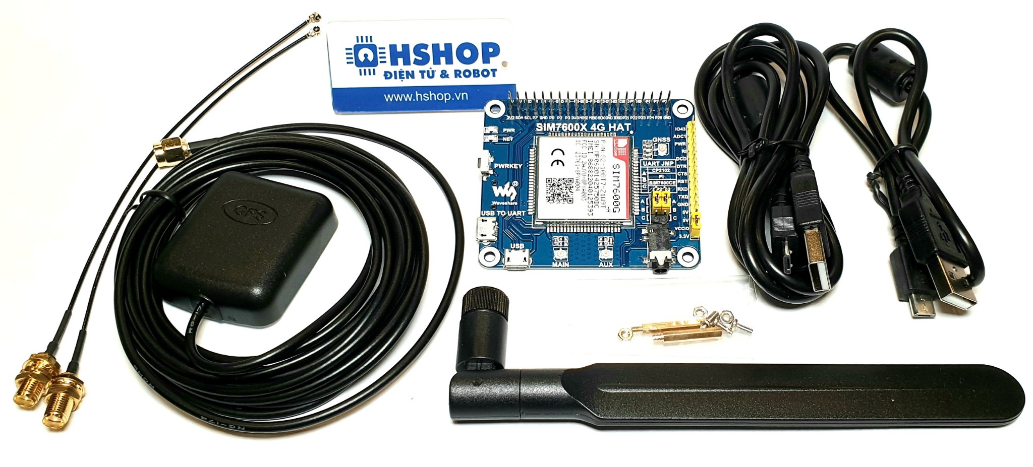 Mạch Waveshare SIM7600G-H 4G 3G 2G GSM GPRS GNSS HAT for Raspberry Pi Global Version