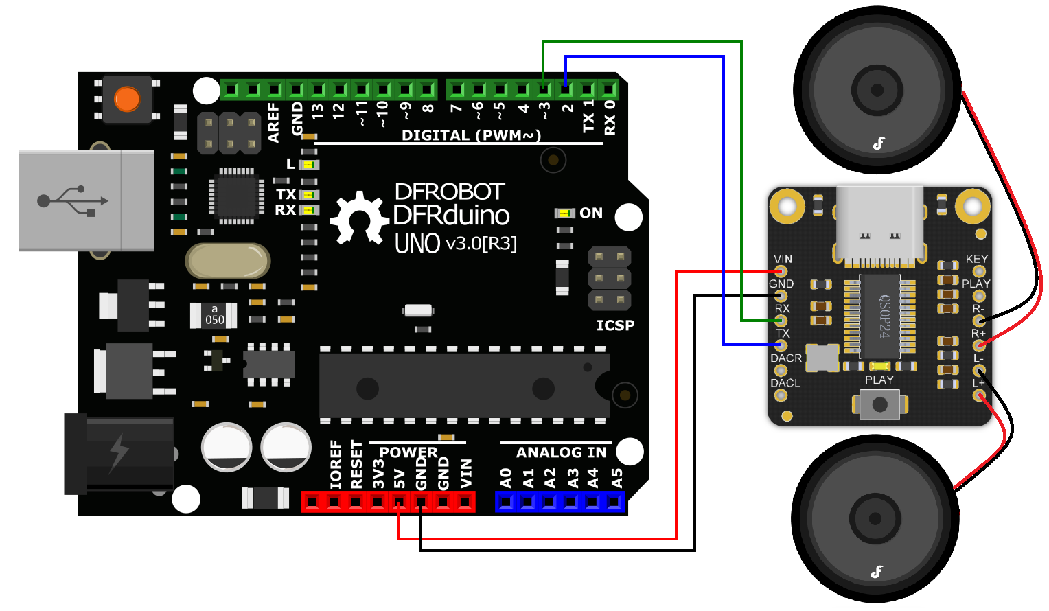 Mạch DFRobot Fermion: DFPlayer Pro - A mini MP3 Player with On-board 128MB Storage (Breakout)