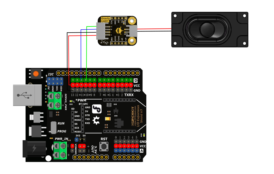 Mạch DFRobot Gravity: UART MP3 Voice Module with 8MB Flash Memory