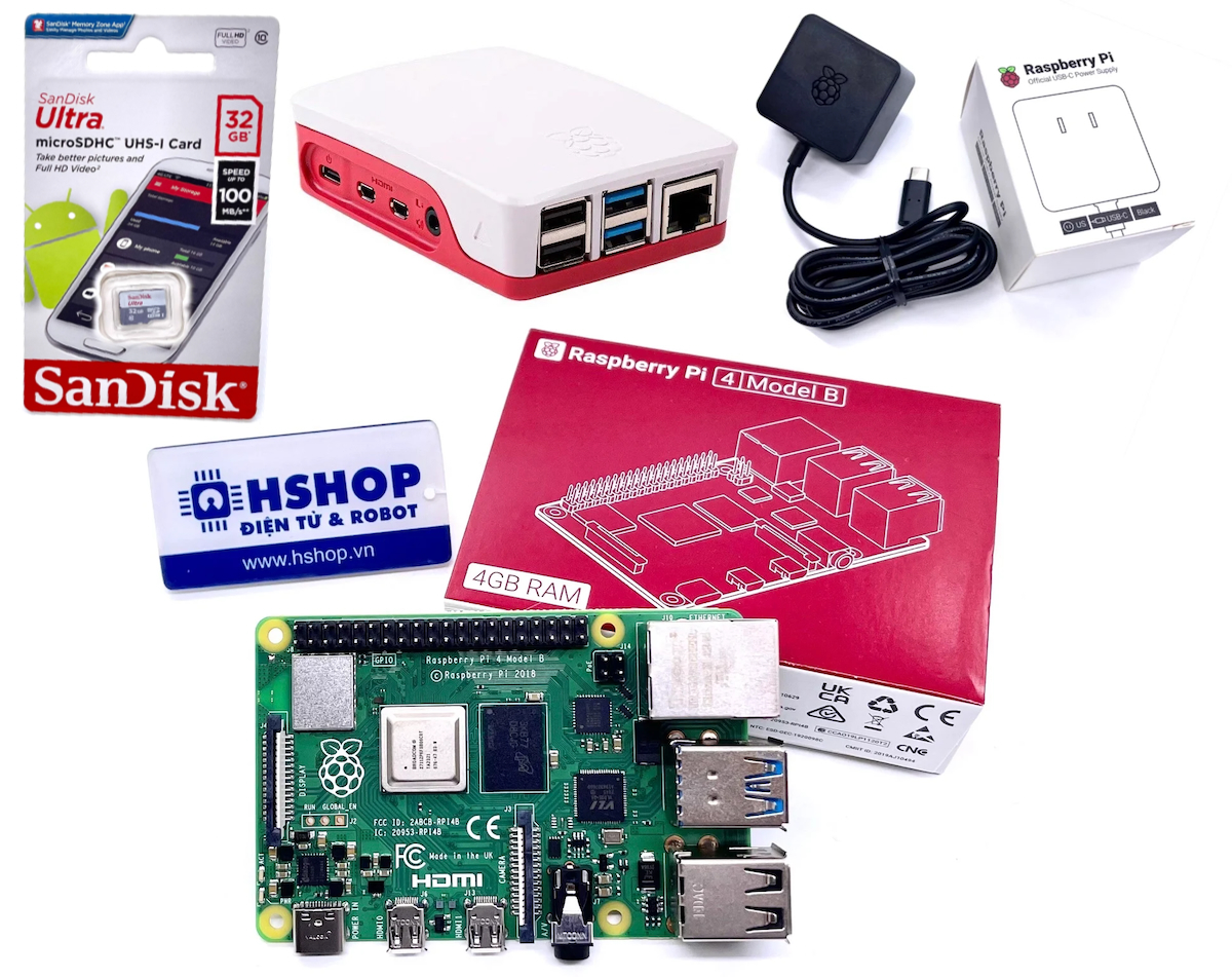 Combo Raspberry Pi 4 Model B nguồn chính hãng