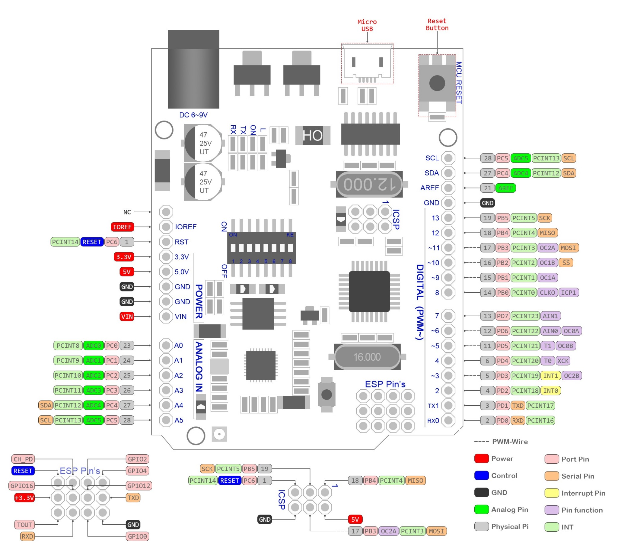 Arduino uno atmega8 схема