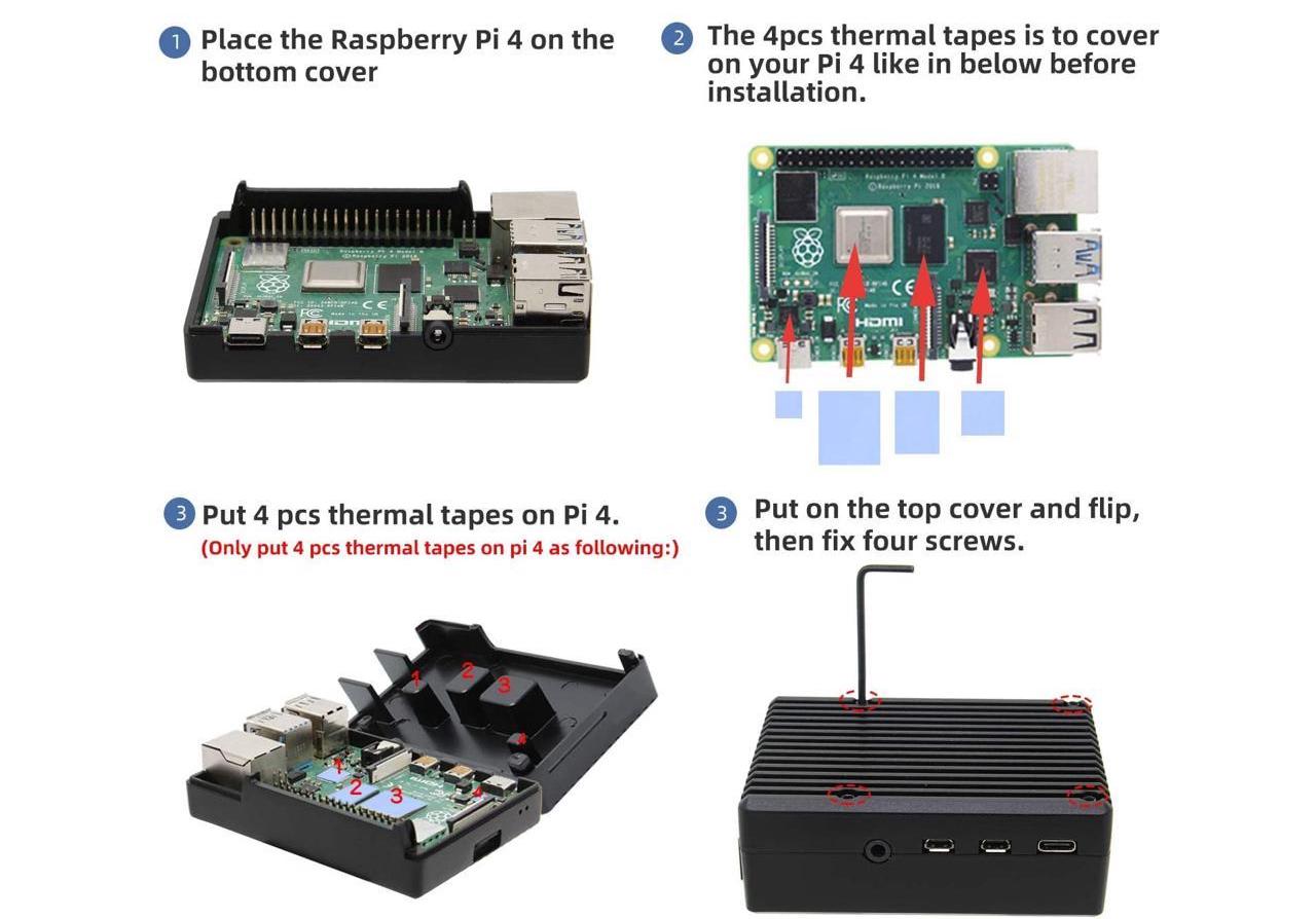 Vỏ nhôm nguyên khối Raspeberry Pi 4 Aluminium Heatsink Case (Passive Cooling, Silent)