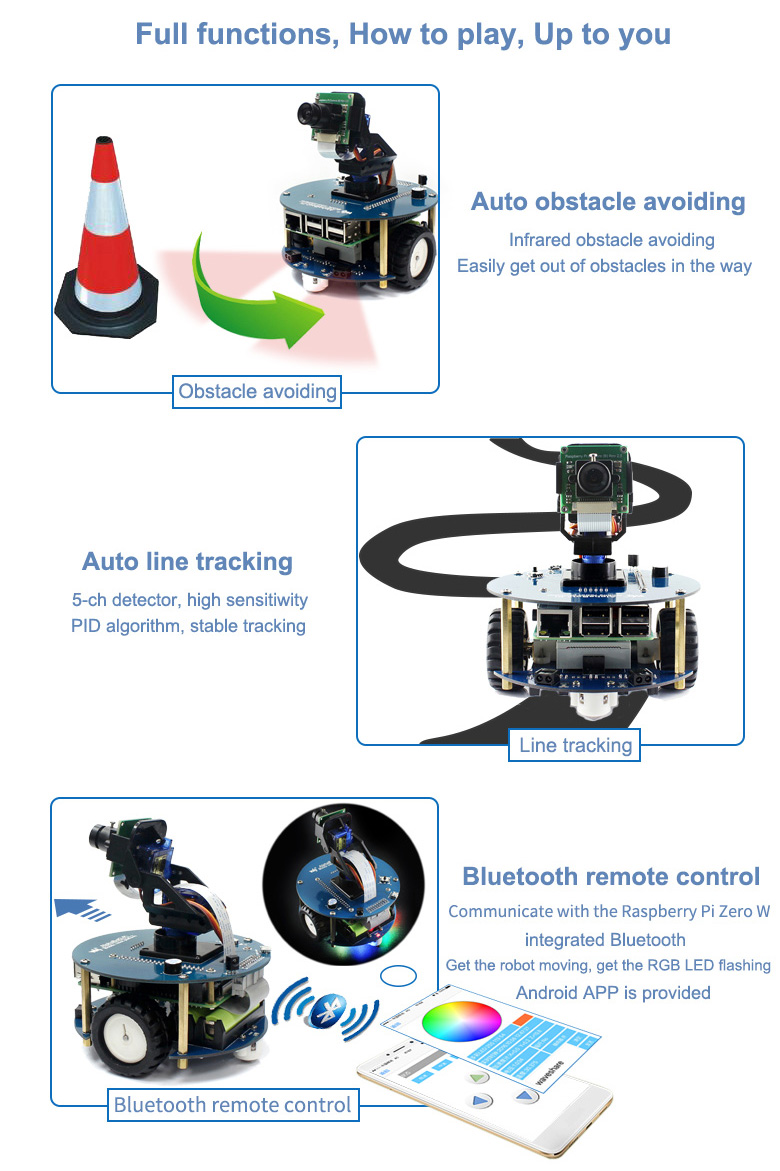 AlphaBot2 robot building kit for Raspberry Pi 3B/3B+/4B