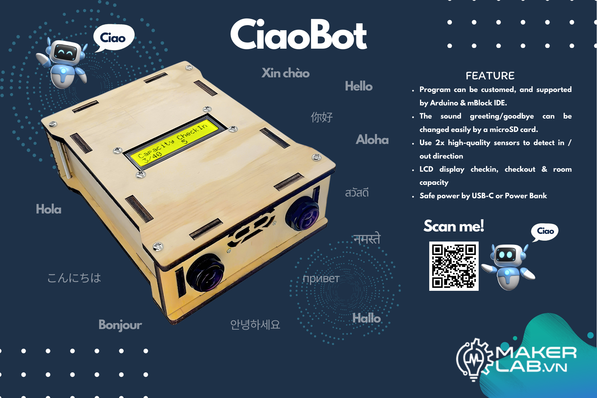 Bộ STEM / Robotics Kit máy chào khách DIY CiaoBot - Greeting Machine