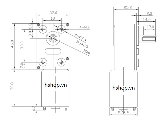 Động cơ DC giảm tốc JGY370 High Torque Self-Lock DC Geared Motor