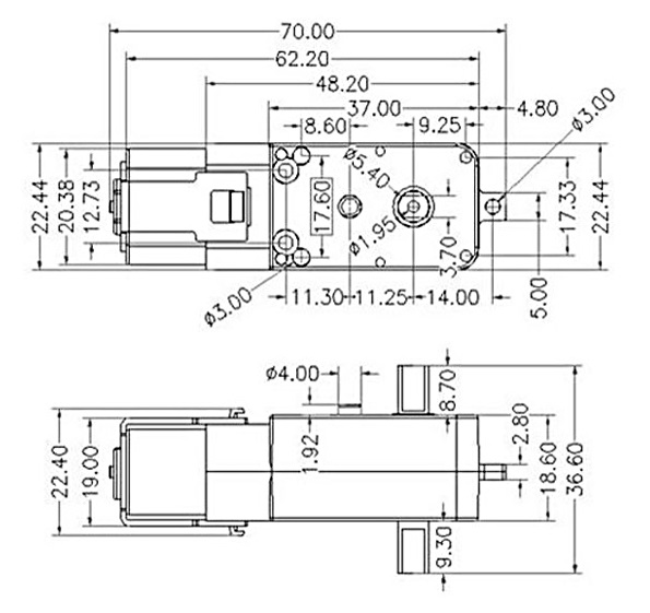 Động cơ DC giảm tốc SK11S Plastic Geared TT Motor