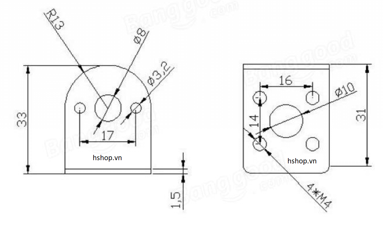 Uxcell GA/GB 37mm Diameter DC Geared Motor Mounting Bracket