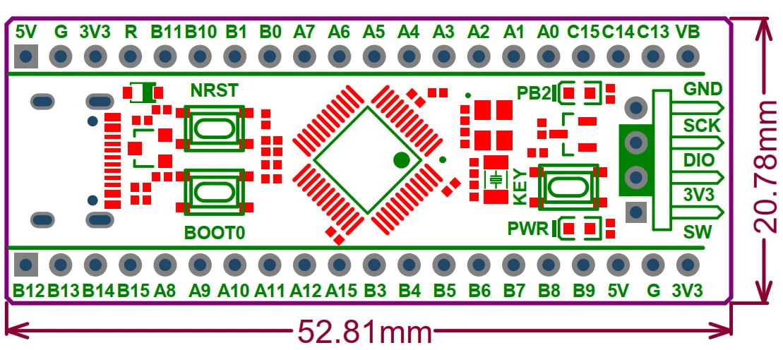 Kit phát triển STM32F103C8T6 Blue Pill Plus ARM Cortex-M3 WeAct Studio