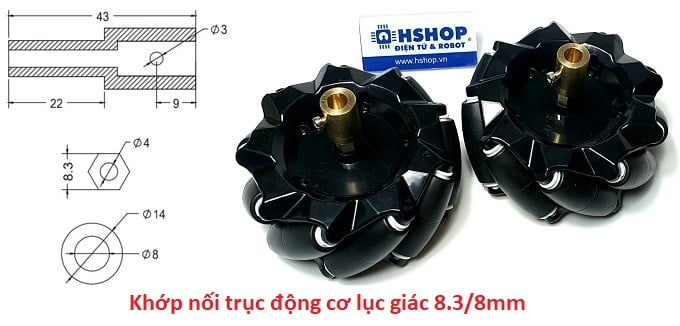 Khớp nối trục động cơ bánh xe Mecanum Wheel Motor Coupling