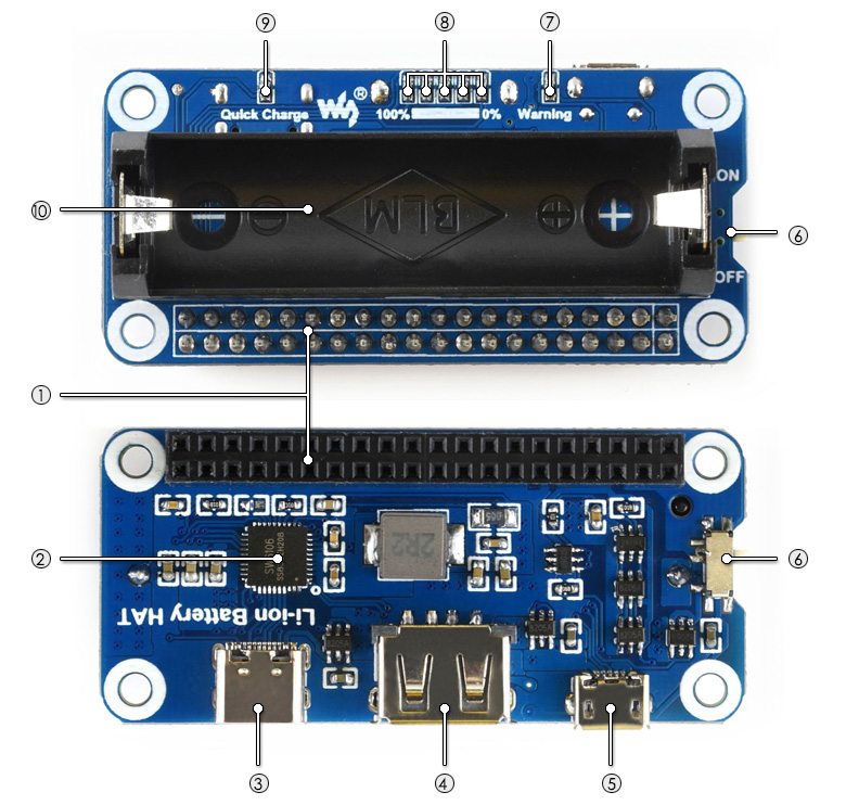 Mạch Waveshare Li-ion Battery HAT for Raspberry Pi