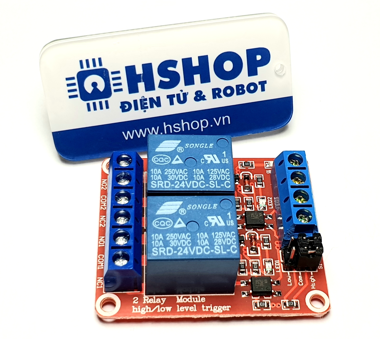 Mạch 2 Relay Opto chọn mức kích HighLow (5/12/24VDC)