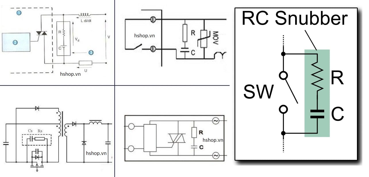 Mạch lọc nhiễu Relay RC Absorption / Snubber Protection