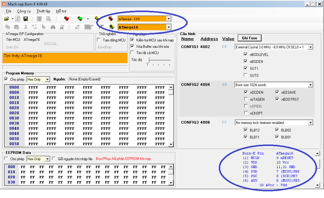 Mạch nạp đa năng Burn-E PIC, AVR, AT89S, EEprom