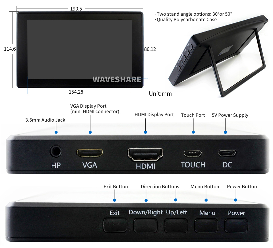 Màn hình Waveshare 7inch HDMI Capacitive Touch Screen LCD (H)