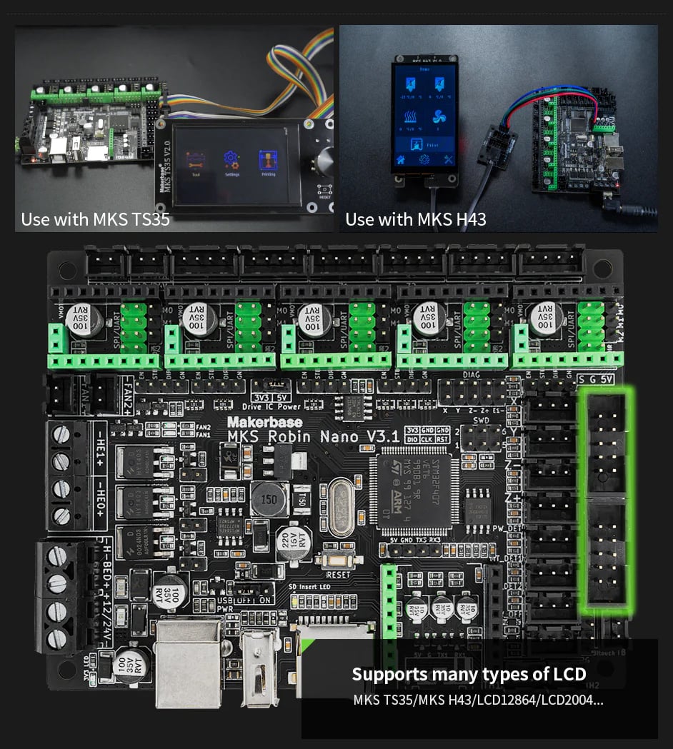 Mạch Makerbase MKS Robin Nano V3.1 3D Printer Motherboard, Support Marlin 2.0.x, Klipper
