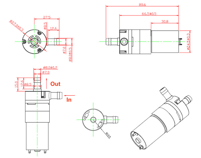 Động cơ bơm nước chịu nhiệt 370 High Temperature Resistant Water Pump 12VDC