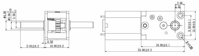 Động cơ DC giảm tốc hộp số vuông trục đôi 1218 N20 Dual Axis Self-Lock DC Geared Motor