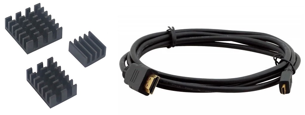 bộ 3 tản nhiệt cho CPU, chip Ethernet và chip RAM , Cáp Chuyển Micro HDMI To HDMI Cable