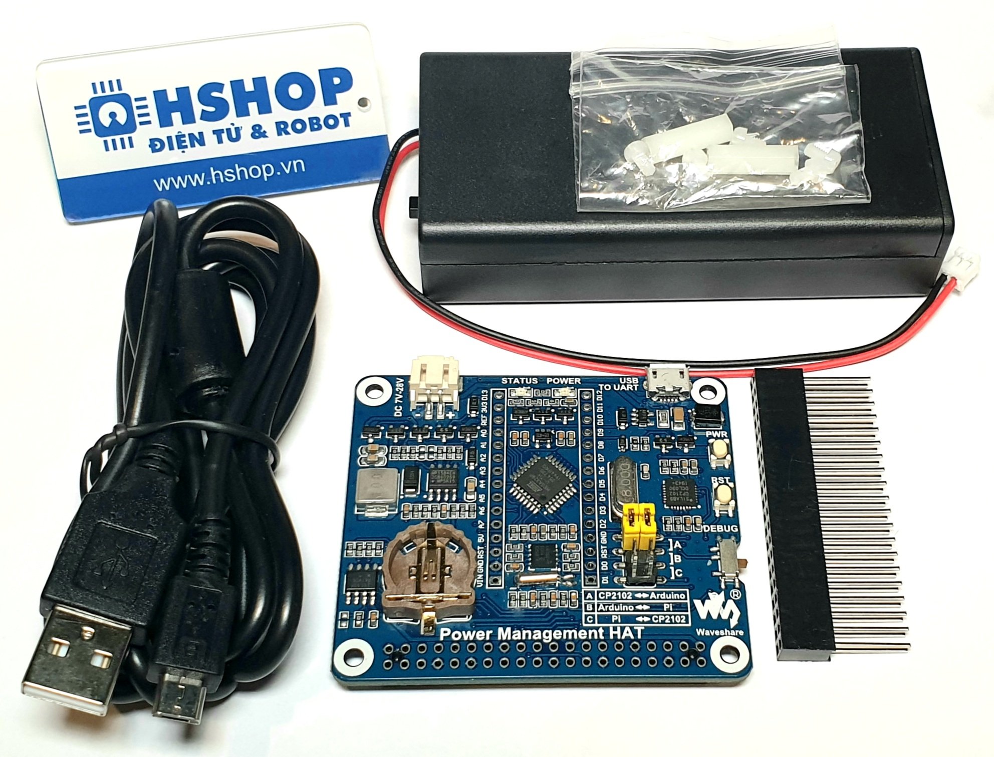 Mạch Waveshare Power Management HAT for Raspberry Pi, Embedded Arduino MCU and RTC