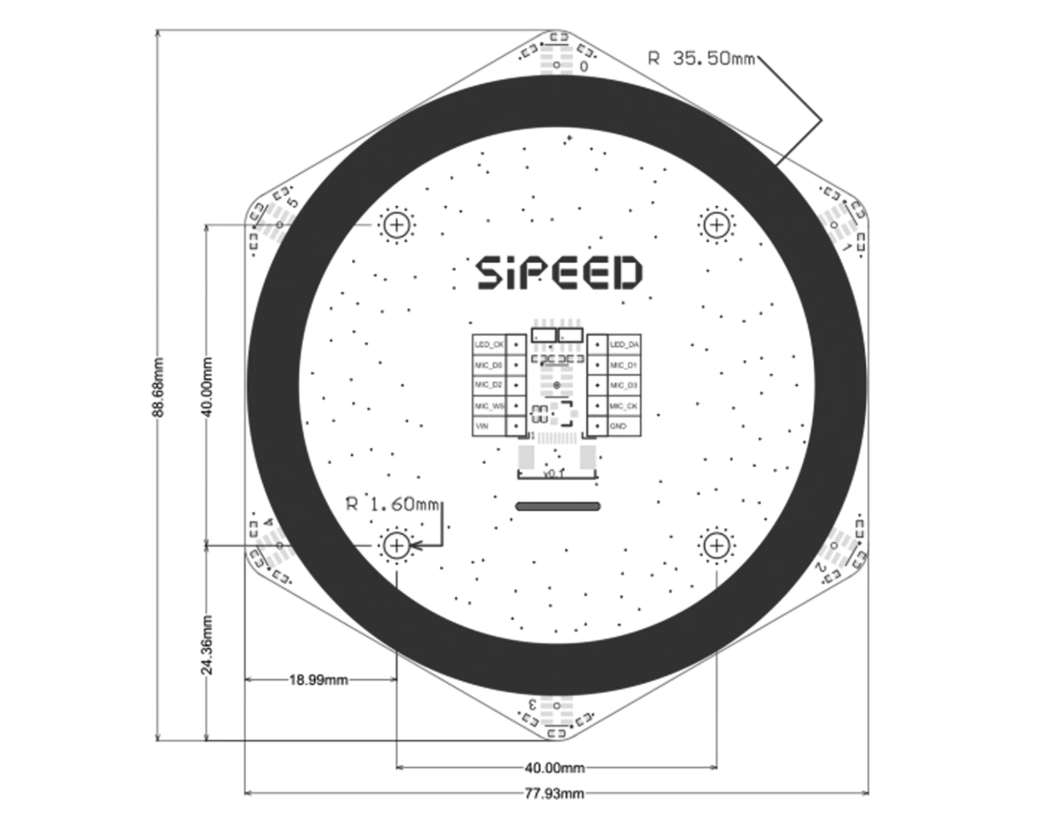 Sipeed 6+1 Mic Array Module, Sound Source Localization, Beamforming, Speech Recognition