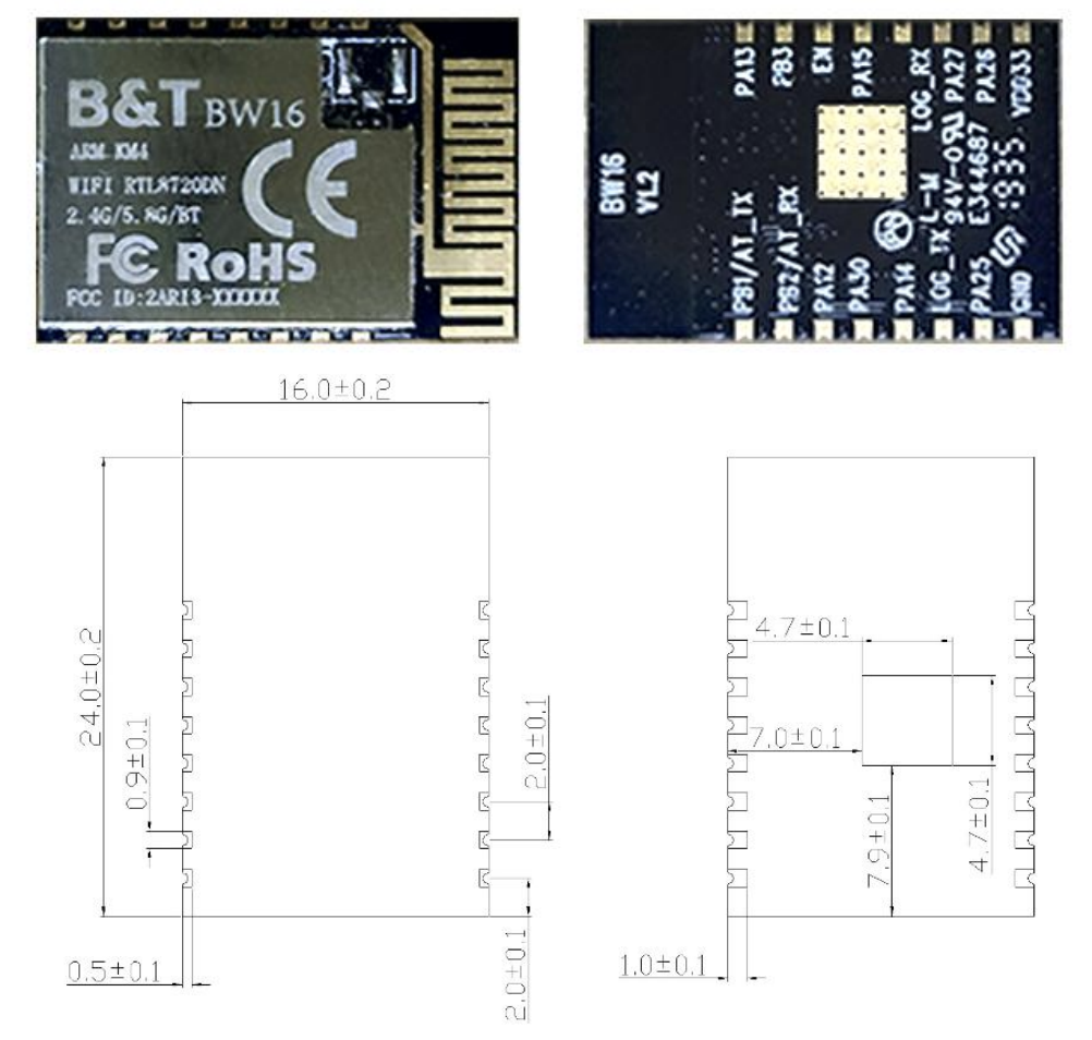 Mạch thu phát Dual-band Wi-Fi + Bluetooth SoC RTL8720DN BW16 Ai-Thinker