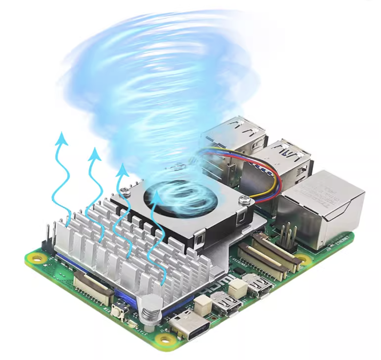 Tản nhiệt Raspberry Pi 5 Aluminium Heatsink & PWM Fan