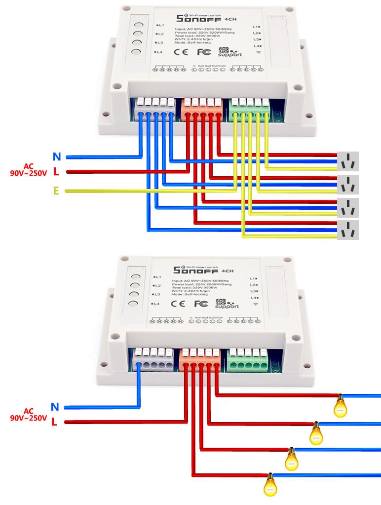 Công tắc điều khiển từ xa Wifi Smart Switch Sonoff 4CH