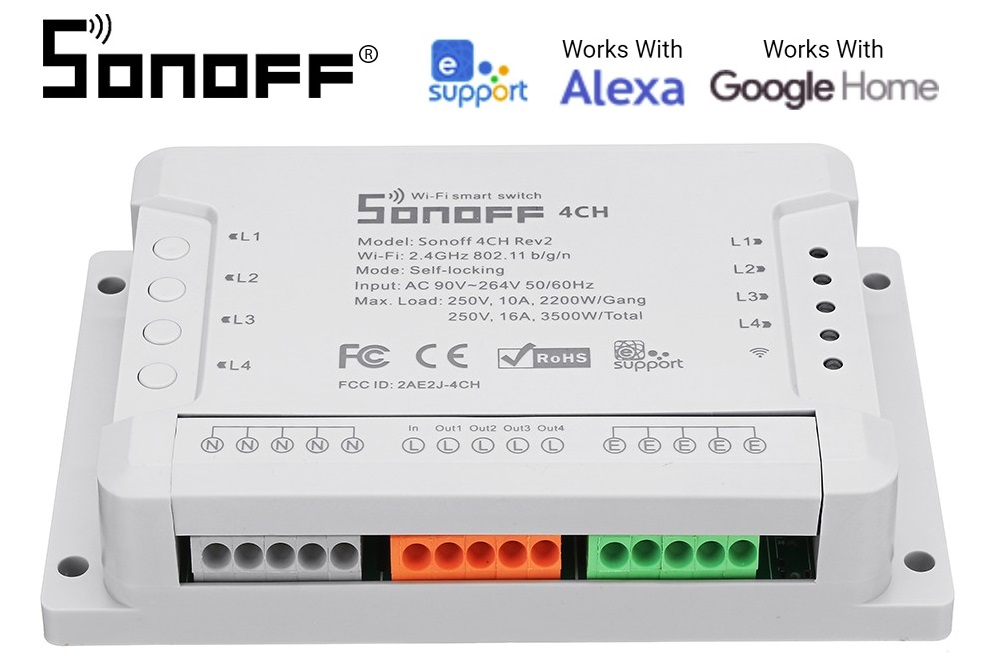 Công tắc điều khiển từ xa Wifi Smart Switch SONOFF 4CHR2