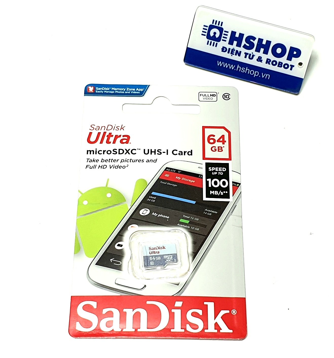 Thẻ nhớ SanDisk MicroSDHC Class 10 UHS-I 100MBs 64GB