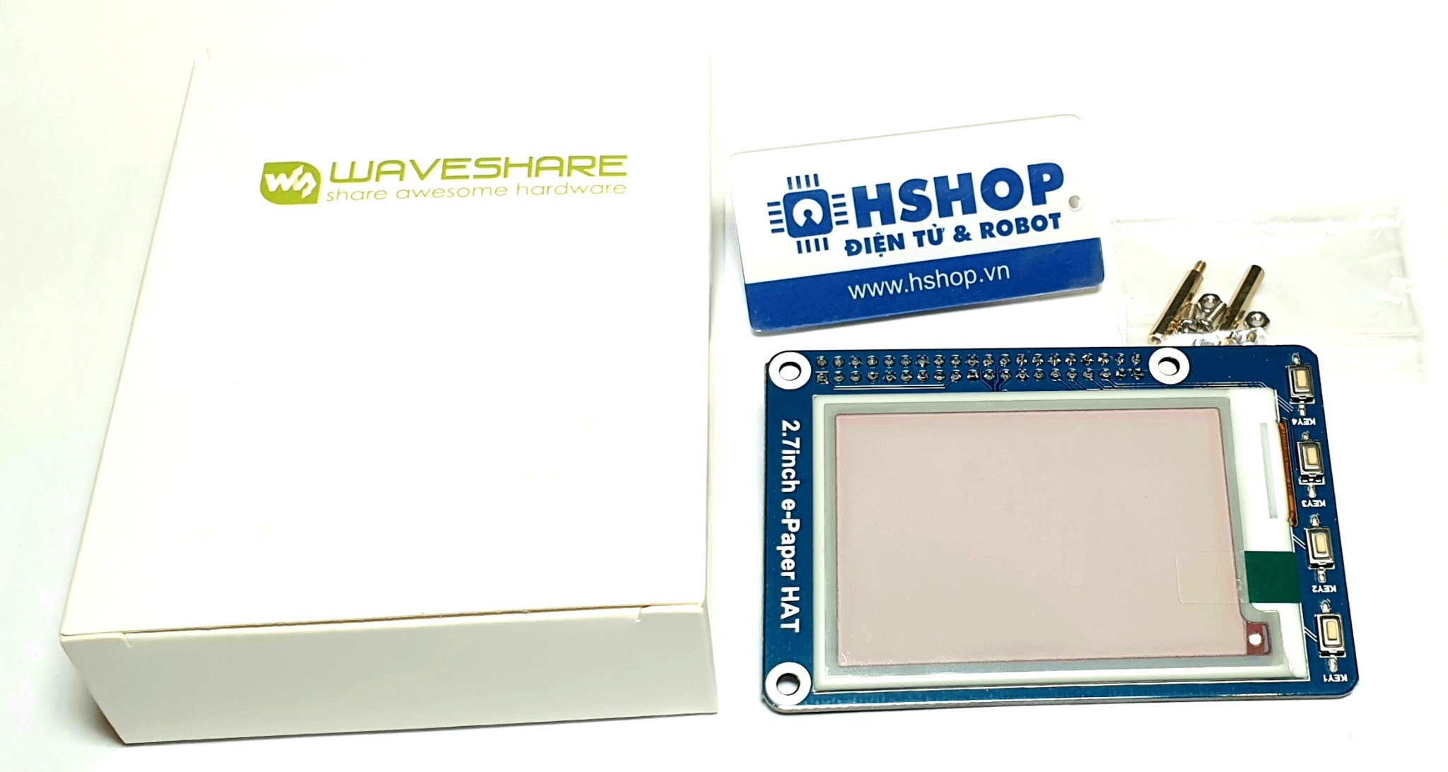 Màn hình Waveshare 2.7 inch E-Ink display HAT for Raspberry Pi, three-color (B)