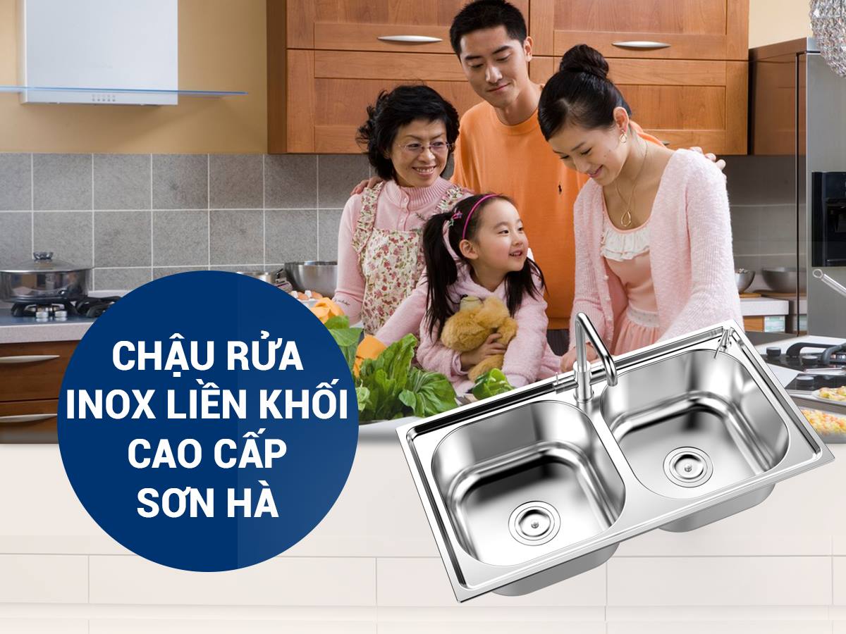 Chậu rửa bát inox 304, bồn rửa chén chính hãng Sơn Hà chiết khấu tới 40%