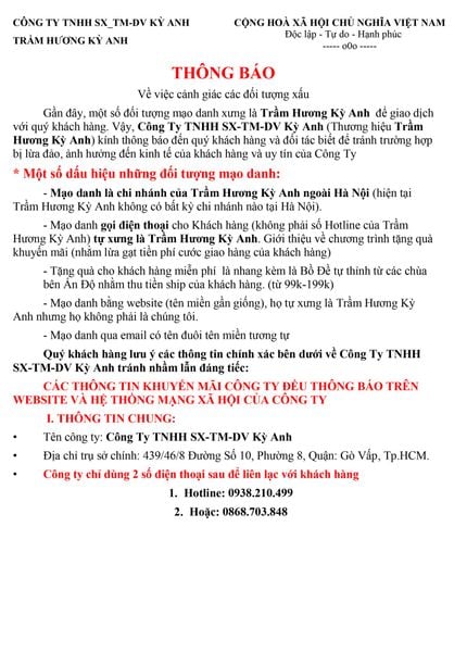 THÔNG BÁO Về việc cảnh giác các đối tượng xấu