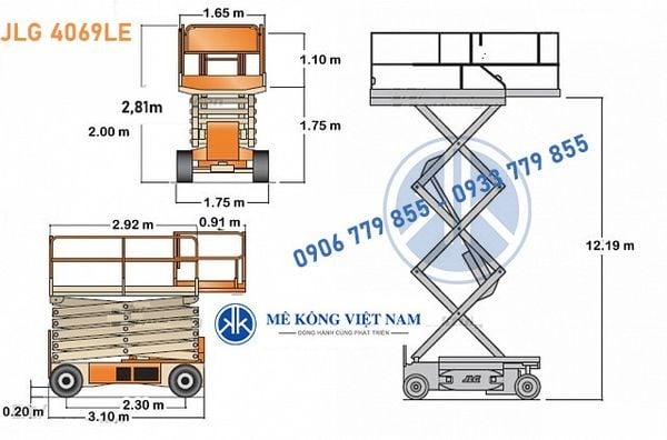 Xe nâng người cắt kéo điện 14m JLG đáp ứng nhu cầu sửa chữa và bảo trì ở các vị trí cao