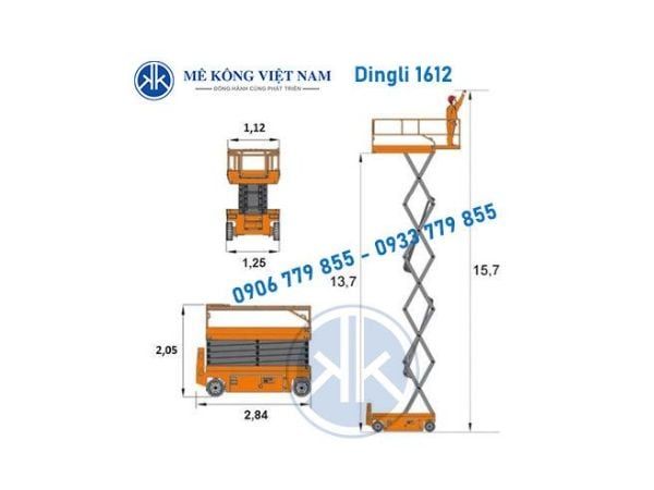 Hình ảnh xe nâng người cắt kéo 16m làm việc Dingli JCPT 1612