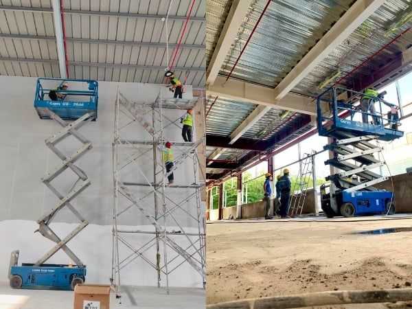 Hình ảnh cho thuê xe nâng cắt kéo thực tế của Mê Kông Việt Nam