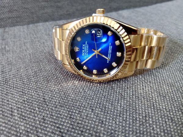 Đồng hồ Rolex nam mạ vàng, mặt xanh, size 36mm, máy nhật - 1