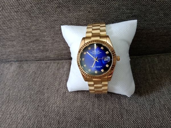 Đồng hồ Rolex nam mạ vàng, mặt xanh, size 36mm, máy nhật