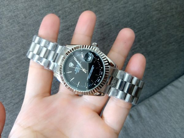Đồng hồ Rolex mặt đen, dây trắng, máy Nhật - 1