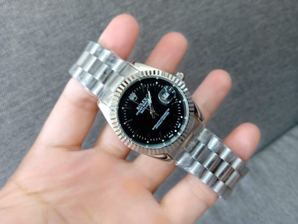 Đồng hồ Rolex mặt đen, dây trắng, máy Nhật - 2
