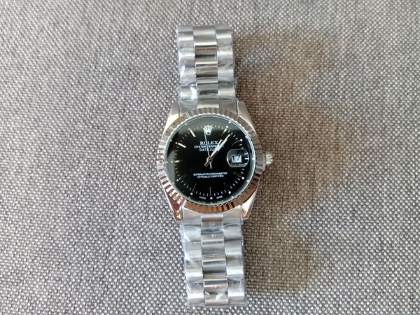 Đồng hồ Rolex mặt đen, dây trắng, máy Nhật - 4