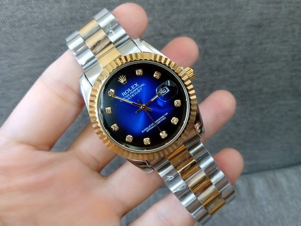 Đồng hồ Rolex mạ vàng, kính saphia, máy nhật, mặt xanh, dây đờ mi
