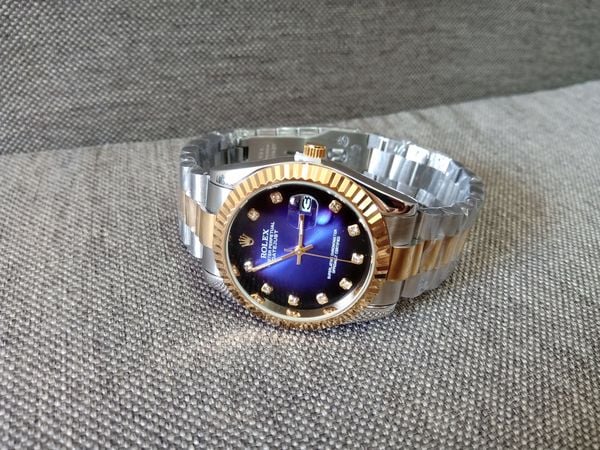 Đồng hồ Rolex mạ vàng, kính saphia, máy nhật, mặt xanh, dây đờ mi - 1