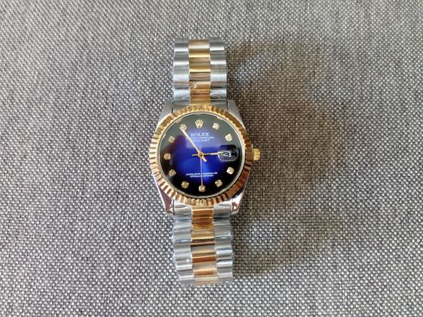 Đồng hồ Rolex mạ vàng, kính saphia, máy nhật, mặt xanh, dây đờ mi - 2