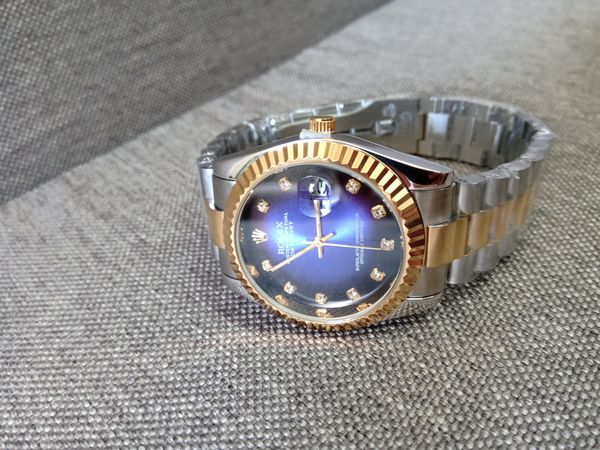 Đồng hồ Rolex mạ vàng, kính saphia, máy nhật, mặt xanh, dây đờ mi - 3