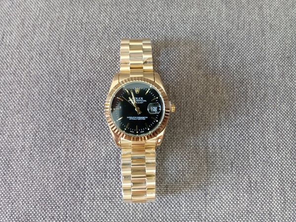 Đồng hồ Rolex mạ vàng, mặt đen, kính saphia, máy Nhật - 1