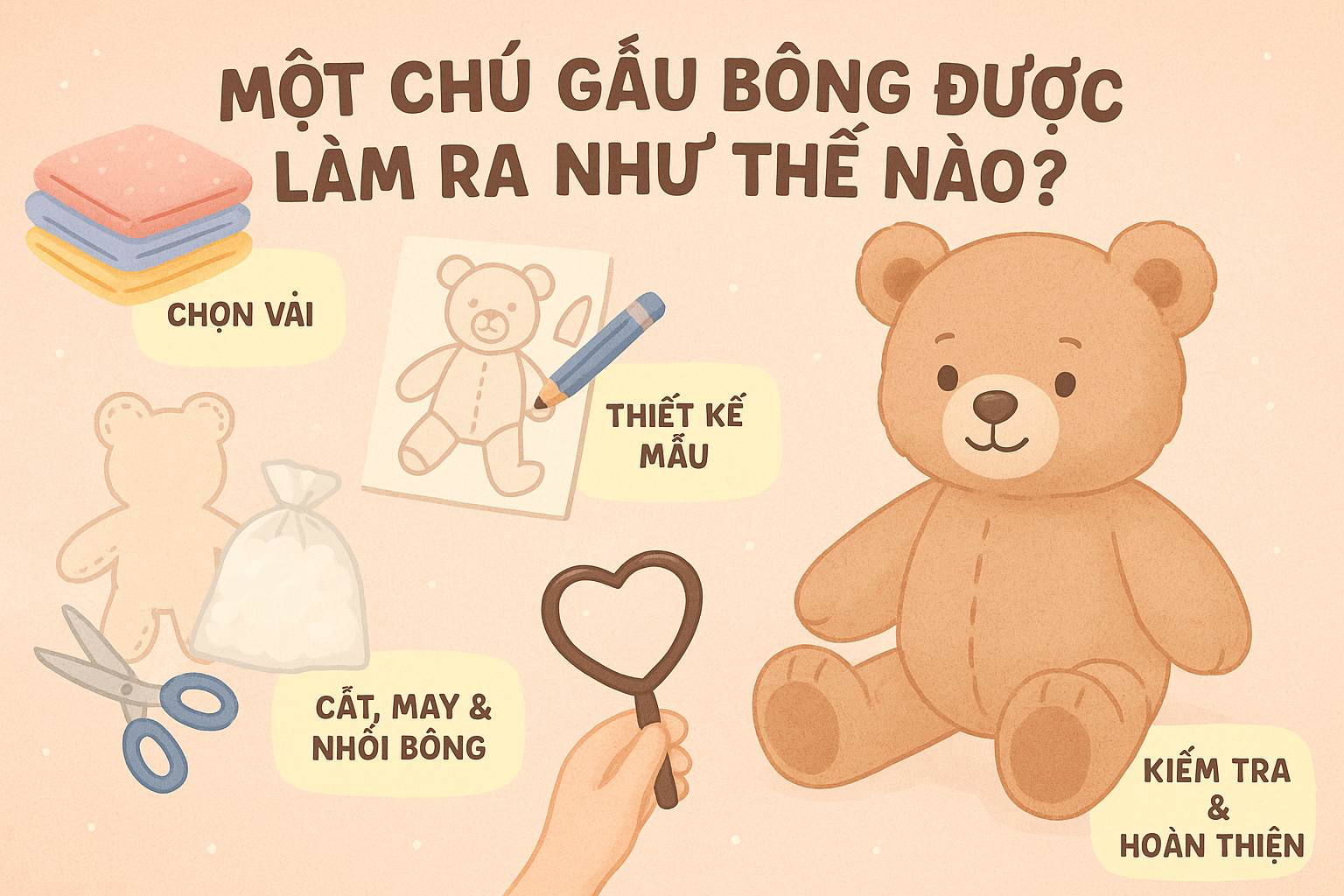 Một Chú Gấu Bông Được Làm Ra Như Thế Nào? Hành Trình Từ Vải Vụn Thành Ký Ức