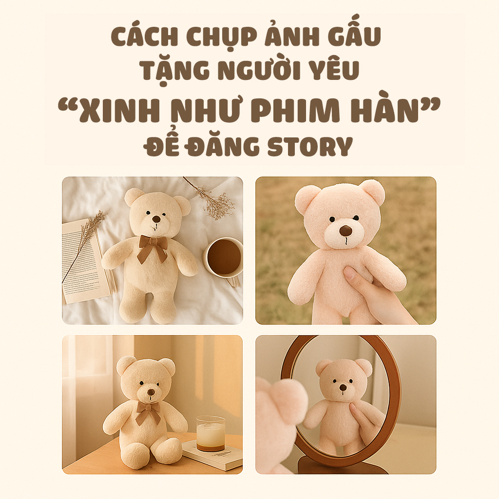 Cách Chụp Ảnh Gấu Tặng Người Yêu “Xinh Như Phim Hàn” Để Đăng Story