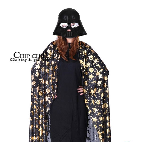 Áo choàng in phù thủy bí dơi mèo 70cm