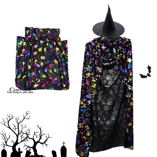 áo choàng in 7 màu phù thủy 